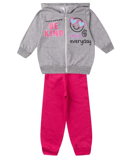 Conjunto De Moletom Infantil Com Capuz Kappes Cinza