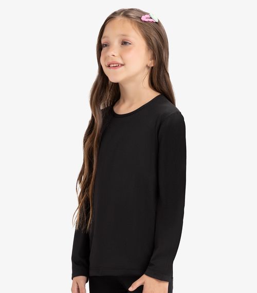 Camiseta manga longa malha térmica Rovi Kids Preto