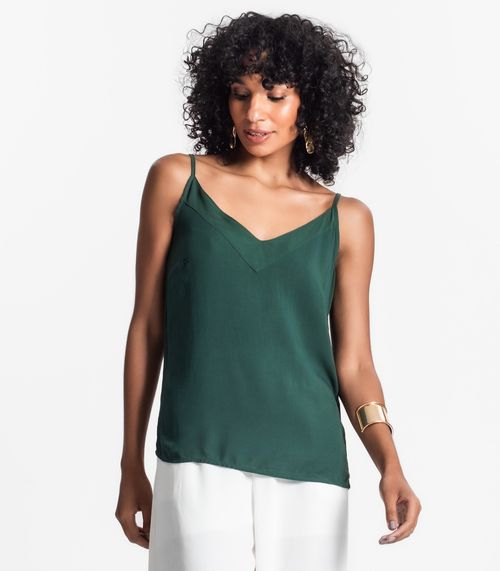 Regata Feminina Básica Decote V Em Viscose Select Verde