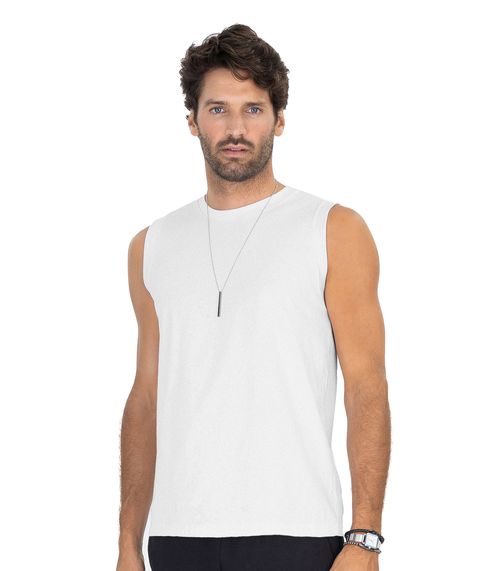 Regata Masculina Básico Meia Malha Diametro Branco
