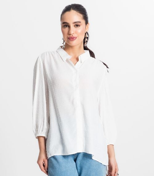 Camisa Feminina Viscose Texturizada Select Bege