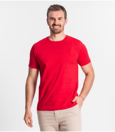 Camiseta Masculina Meia Malha Maquinetada Diametro Vermelho