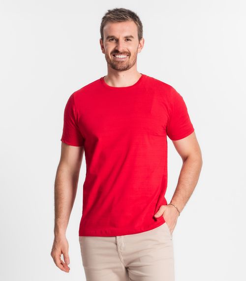 Camiseta Masculina Meia Malha Maquinetada Diametro Vermelho