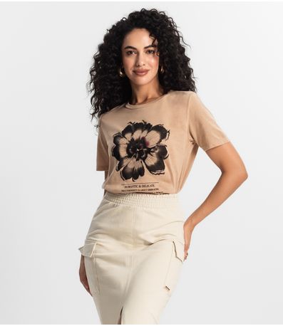 T-shirt Feminina Rovitex Marrom