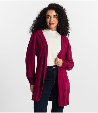 Cardigan Com Capuz Feminino Rovitex Vermelho
