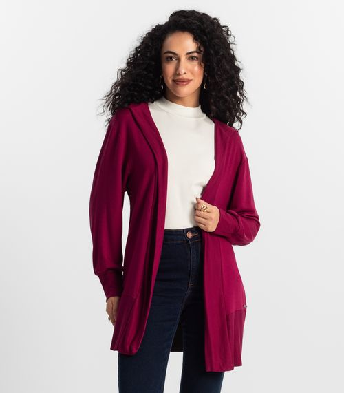 Cardigan Com Capuz Feminino Rovitex Vermelho