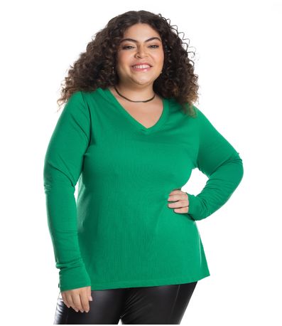 Blusa Manga Longa Visco Tricot Secret Glam Verde