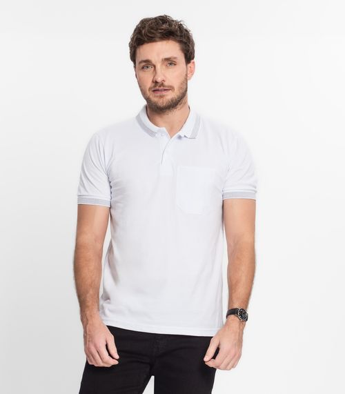 Polo Masculina Com Detalhe Na Gola Select Branco