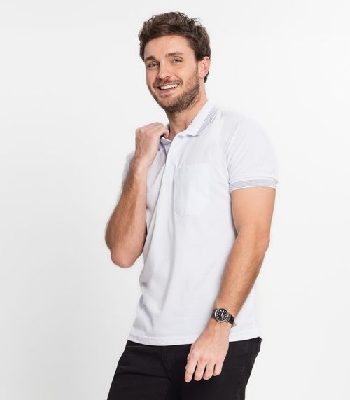Polo Masculina Com Detalhe Na Gola Select Branco
