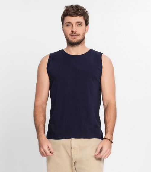Regata Masculina Básico Meia Malha Diametro Azul