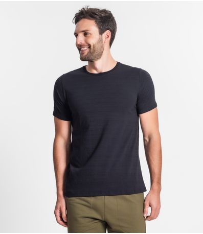 Camiseta Masculina Meia Malha Maquinetada Diametro Preto
