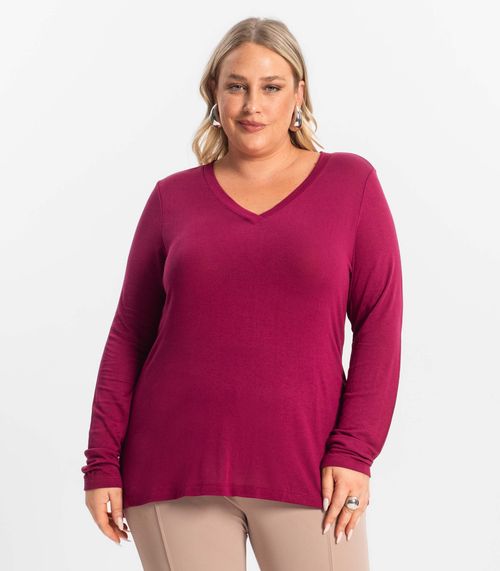 Blusa Manga Longa Visco Tricot Secret Glam Vermelho