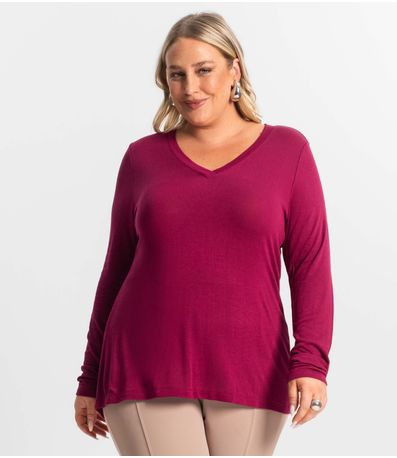 Blusa Manga Longa Visco Tricot Secret Glam Vermelho
