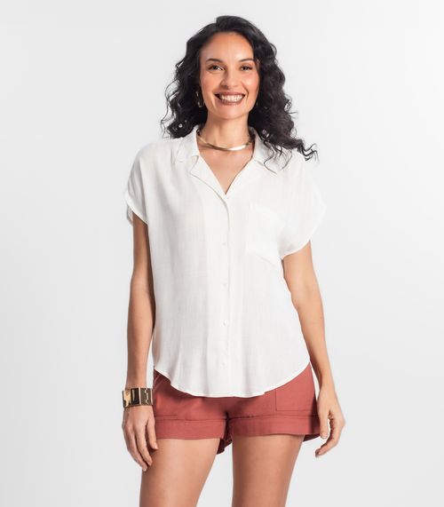 Camisa Feminina Manga Curta Viscose Select Branco
