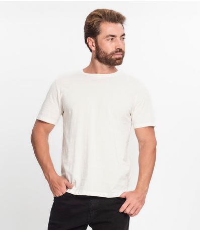 Camiseta Masculina Meia Malha Maquinetada Diametro Bege