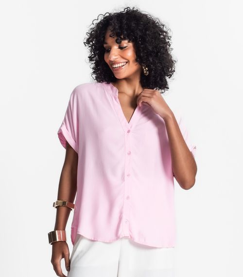 Camisa Feminina Gola Padre Manga Curta Select Rosa