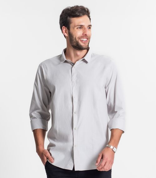 Camisa Social Masculina Select Cinza
