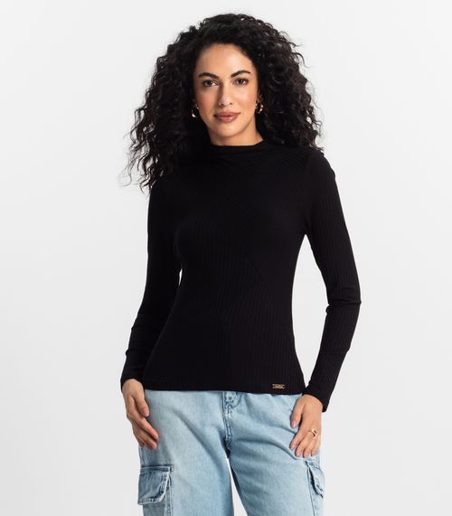 Blusa Manga Longa Feminina Rovitex Preto