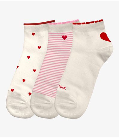 Kit 3 Pares De Meia Cano Curto Infantil Trick Nick Vermelho