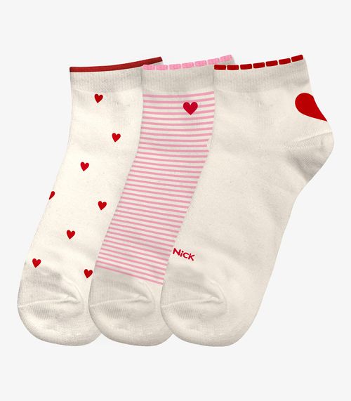Kit 3 Pares De Meia Cano Curto Infantil Trick Nick Vermelho