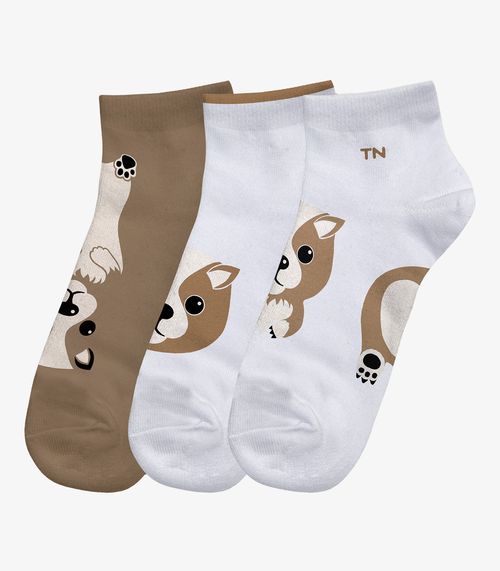 Kit 3 Pares De Meia Cano Curto Infantil Trick Nick Branco