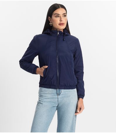 Jaqueta Feminina Com Capuz Peluciada Sea Surf Azul