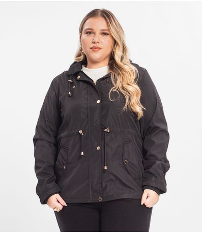 Parka Feminina Plus Size Peluciada Sea Surf Preto