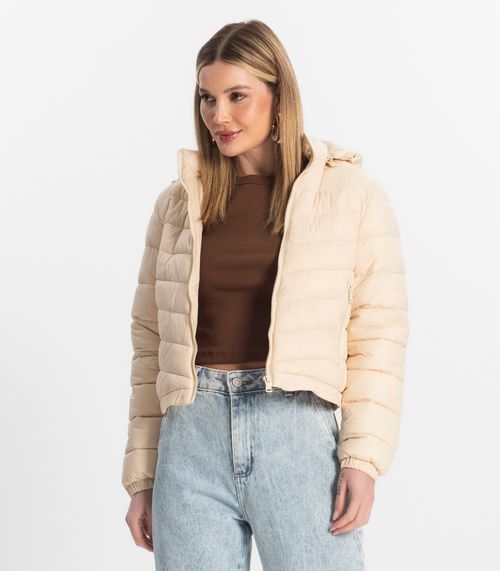 Jaqueta Feminina Com Capuz Peluciada Sea Surf Bege