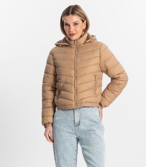 Jaqueta Feminina Com Capuz Peluciada Sea Surf Bege