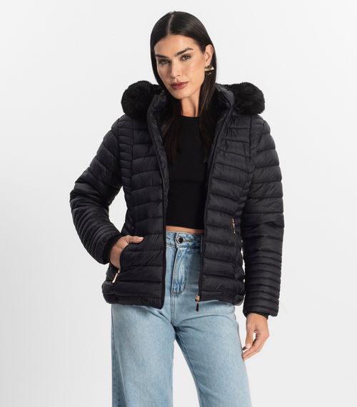 Jaqueta Feminina Alongada Peluciada Sea Surf Preto