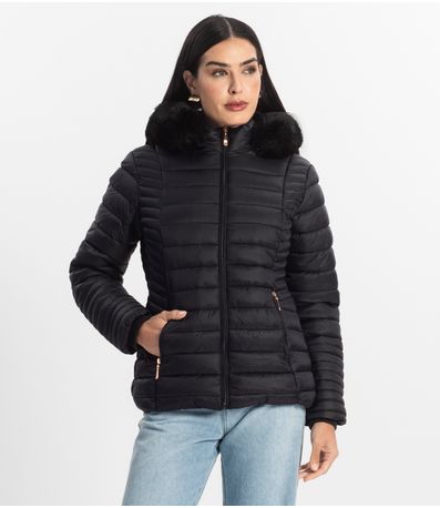 Jaqueta Feminina Alongada Peluciada Sea Surf Preto
