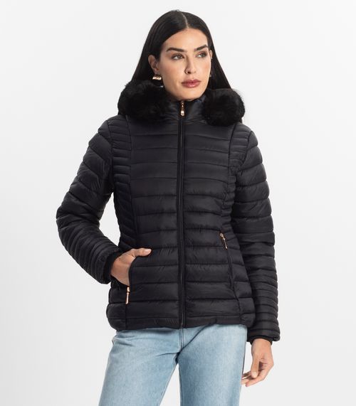 Jaqueta Feminina Alongada Peluciada Sea Surf Preto