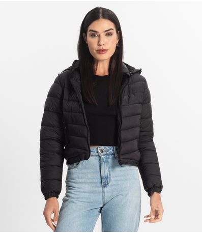Jaqueta Feminina Com Capuz Peluciada Sea Surf Preto