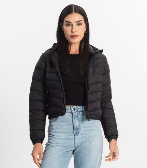Jaqueta Feminina Com Capuz Peluciada Sea Surf Preto