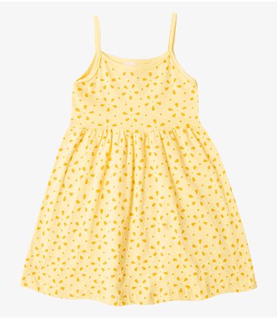 Vestido Infantil Estampado de Alcinha Bju Kids Amarelo
