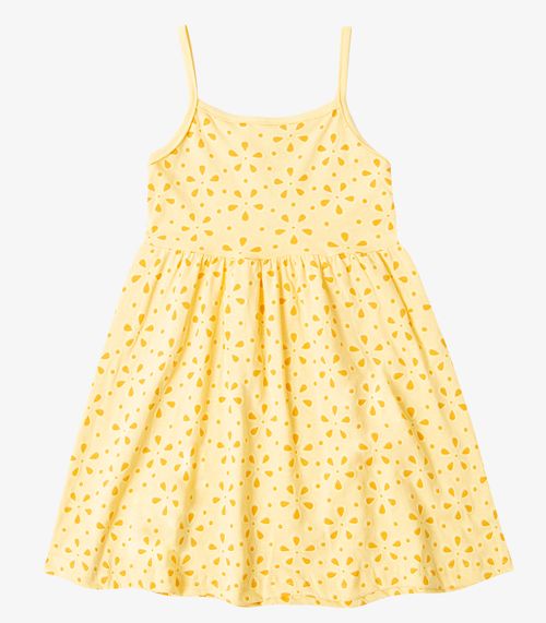 Vestido Infantil Estampado de Alcinha Bju Kids Amarelo