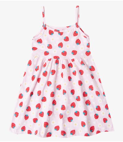 Vestido Infantil Estampado de Alcinha Bju Kids Rosa