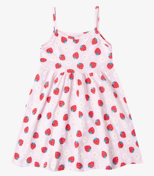 Vestido Infantil Estampado de Alcinha Bju Kids Rosa