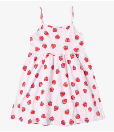Vestido Infantil Estampado de Alcinha Bju Kids Rosa