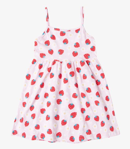 Vestido Infantil Estampado de Alcinha Bju Kids Rosa