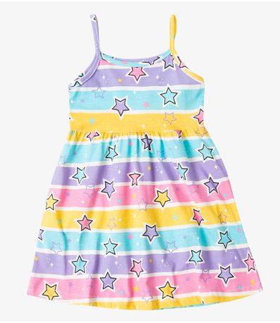Vestido Infantil Estampado de Alcinha Bju Kids Roxo