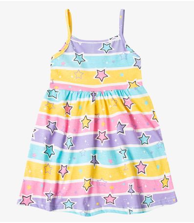 Vestido Infantil Estampado de Alcinha Bju Kids Roxo