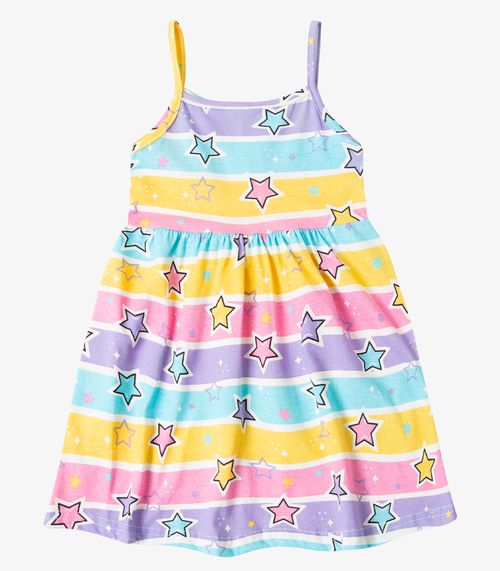 Vestido Infantil Estampado de Alcinha Bju Kids Roxo