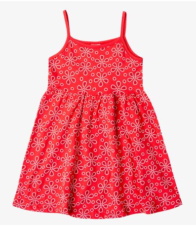 Vestido Infantil Estampado de Alcinha Bju Kids Vermelho