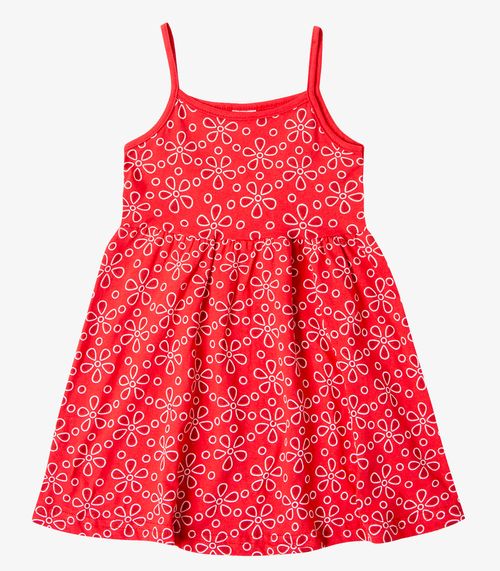 Vestido Infantil Estampado de Alcinha Bju Kids Vermelho