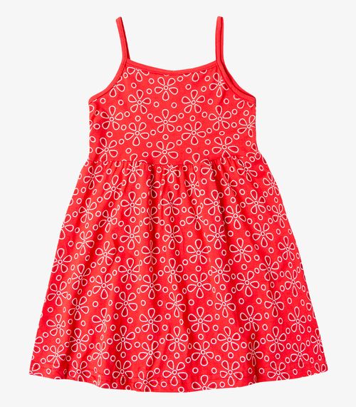 Vestido Infantil Estampado de Alcinha Bju Kids Vermelho