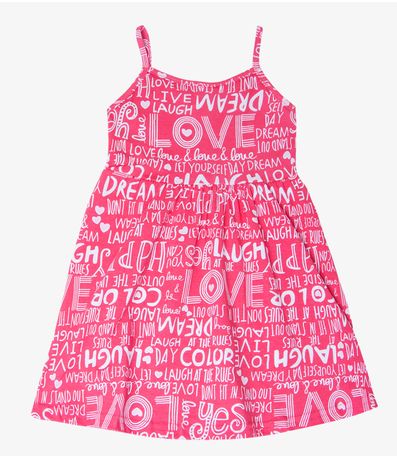 Vestido Infantil Estampado de Alcinha Bju Kids Vermelho