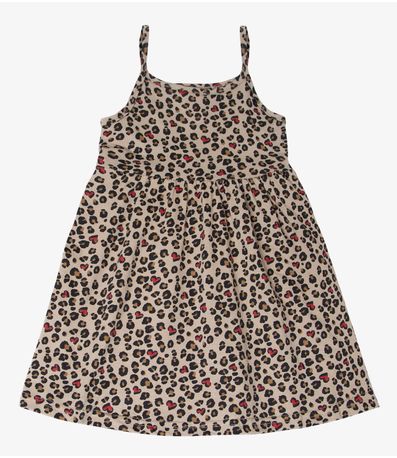 Vestido Infantil Estampado de Alcinha Bju Kids Marrom