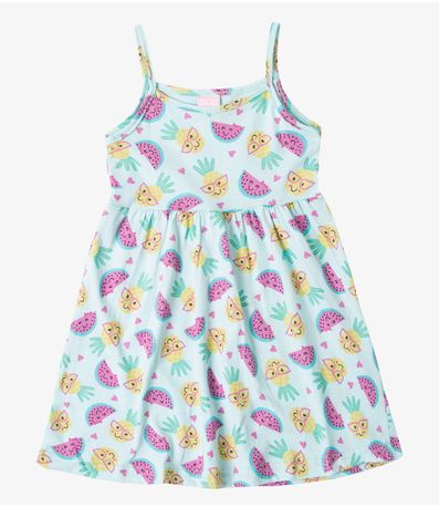 Vestido Infantil Estampado de Alcinha Bju Kids Verde