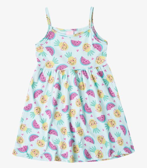 Vestido Infantil Estampado de Alcinha Bju Kids Verde